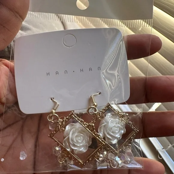 Asymmetric Flower Drop Earrings NWT